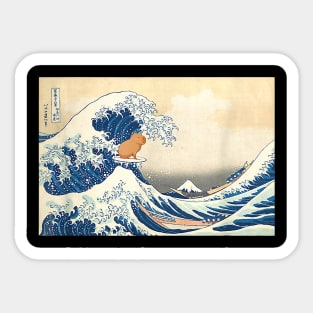 Wave Capybara Surfing Rodent Sticker